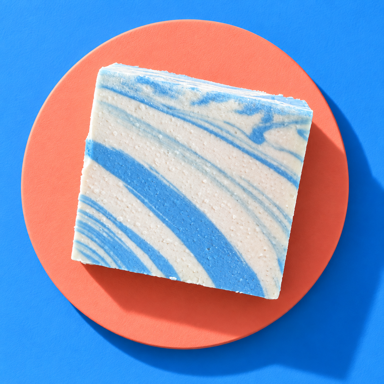 Glacier Whisper goat's-milk soap bar, white with glacier-blue swirl